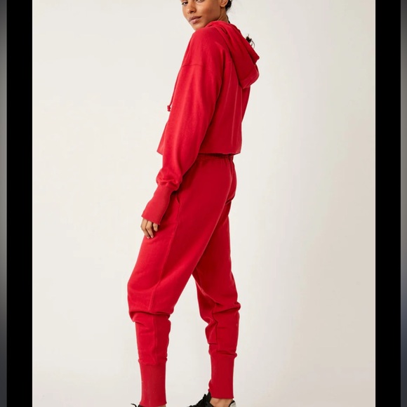 Free People FP Movement Training Day Hoodie Jumpsuit in Red - Picture 2 of 7